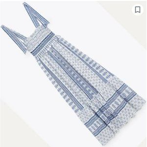 ZARA WOMAN LONG PRINTED DRESS STRAP RUFFLED HEM BLUE 5598/241 ALL SIZES